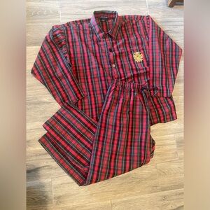 Men's Lauren Ralph Lauren Plaid Pajama Set Size L Red Tartan Cotton Crest Preppy